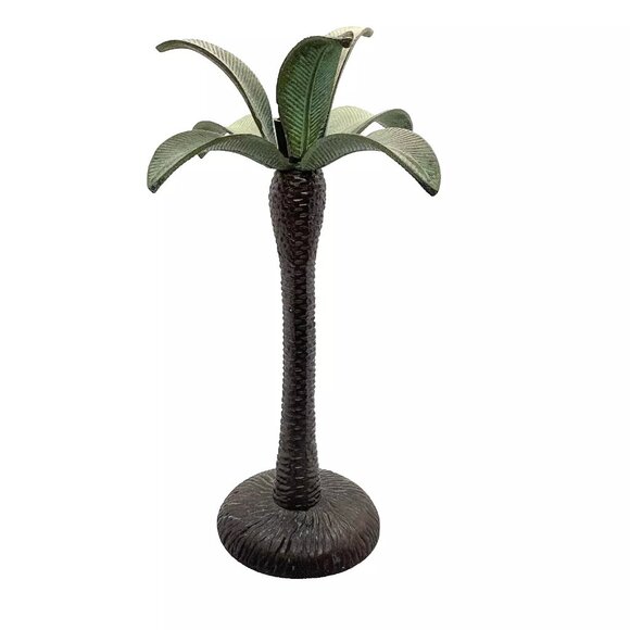Tommy Bahama Heavy Metal Palm Tree Taper Candleholder 12.5" Tall - Picture 2 of 5